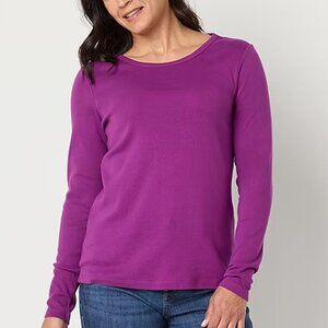 NWT ST JOHN Women’s Long Sleeve T-Shirt, Grape Juice, Large and X-Large